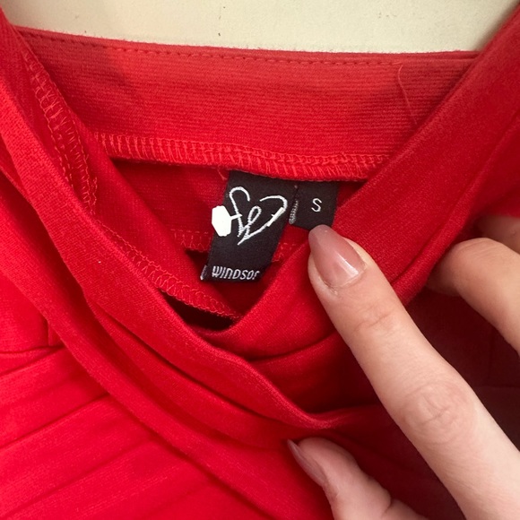 Little Short Red Dress with cross v neck straps 4th of July Dress - Picture 3 of 3